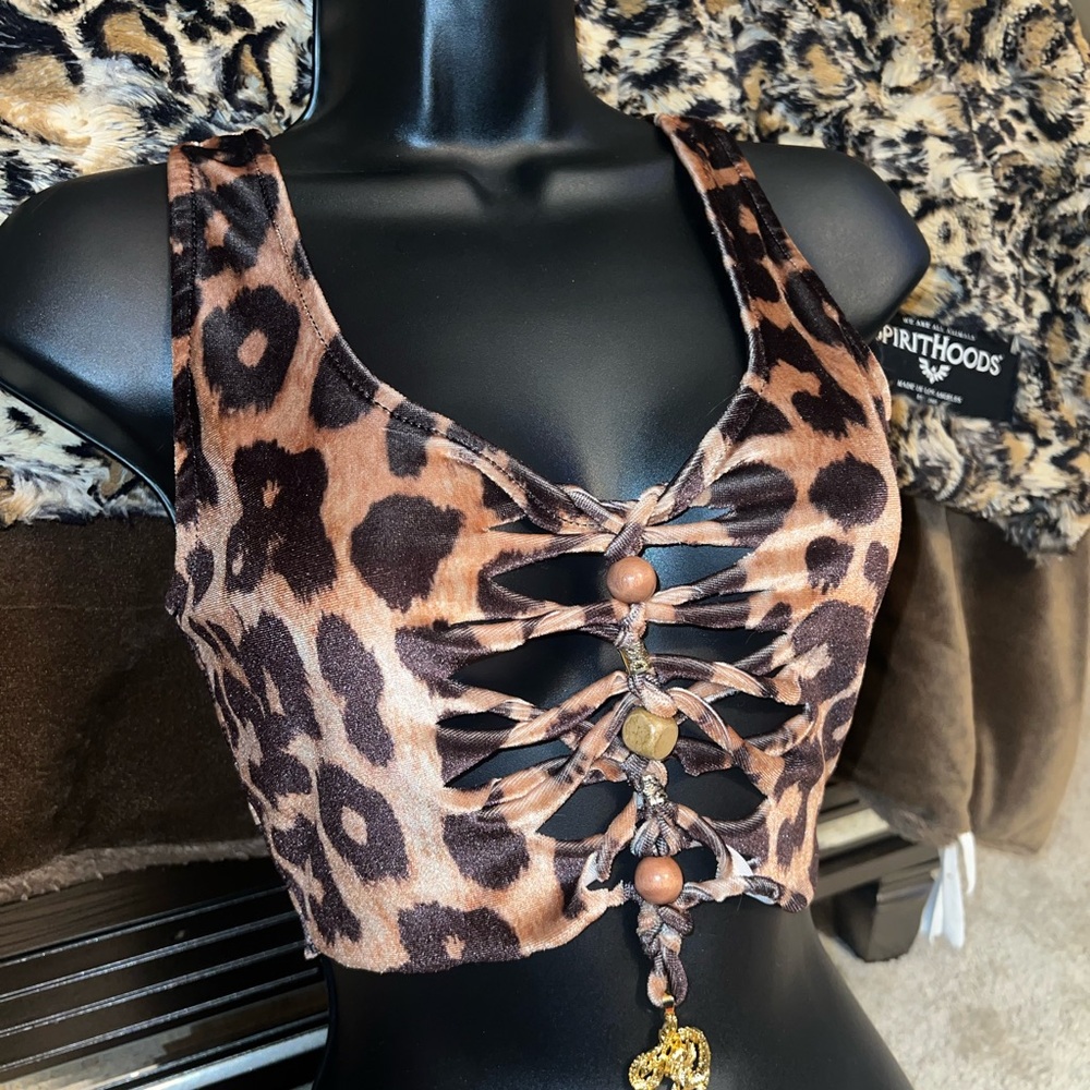 SpiritHoods Velvet Jaguar Custom Slit Weave Crop Top